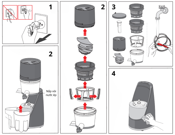 Các bước vệ sinh máy ép chậm đúng cách