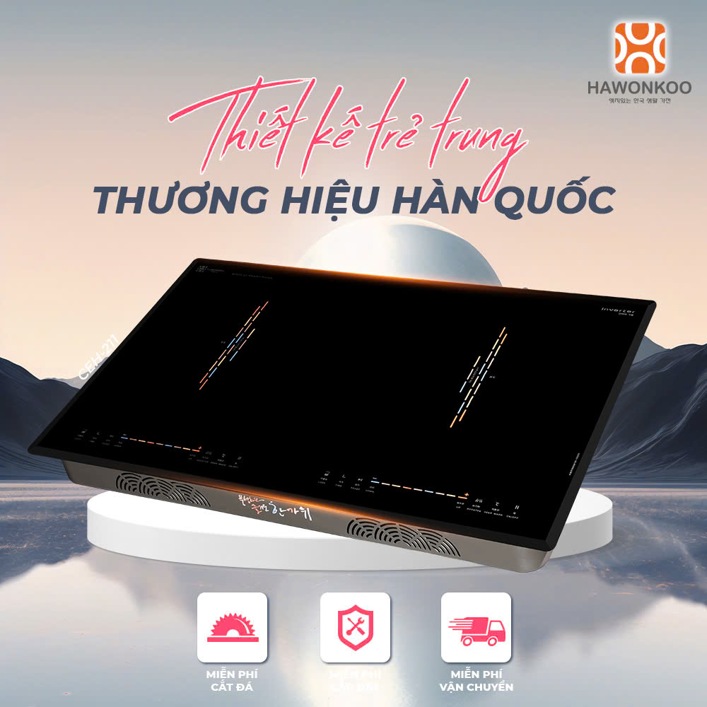 Bếp điện Hawonkoo với kiểu dáng sang trọng, tính năng truyền nhiệt trực tiếp đến đáy nồi, tránh thất thoát nhiệt.