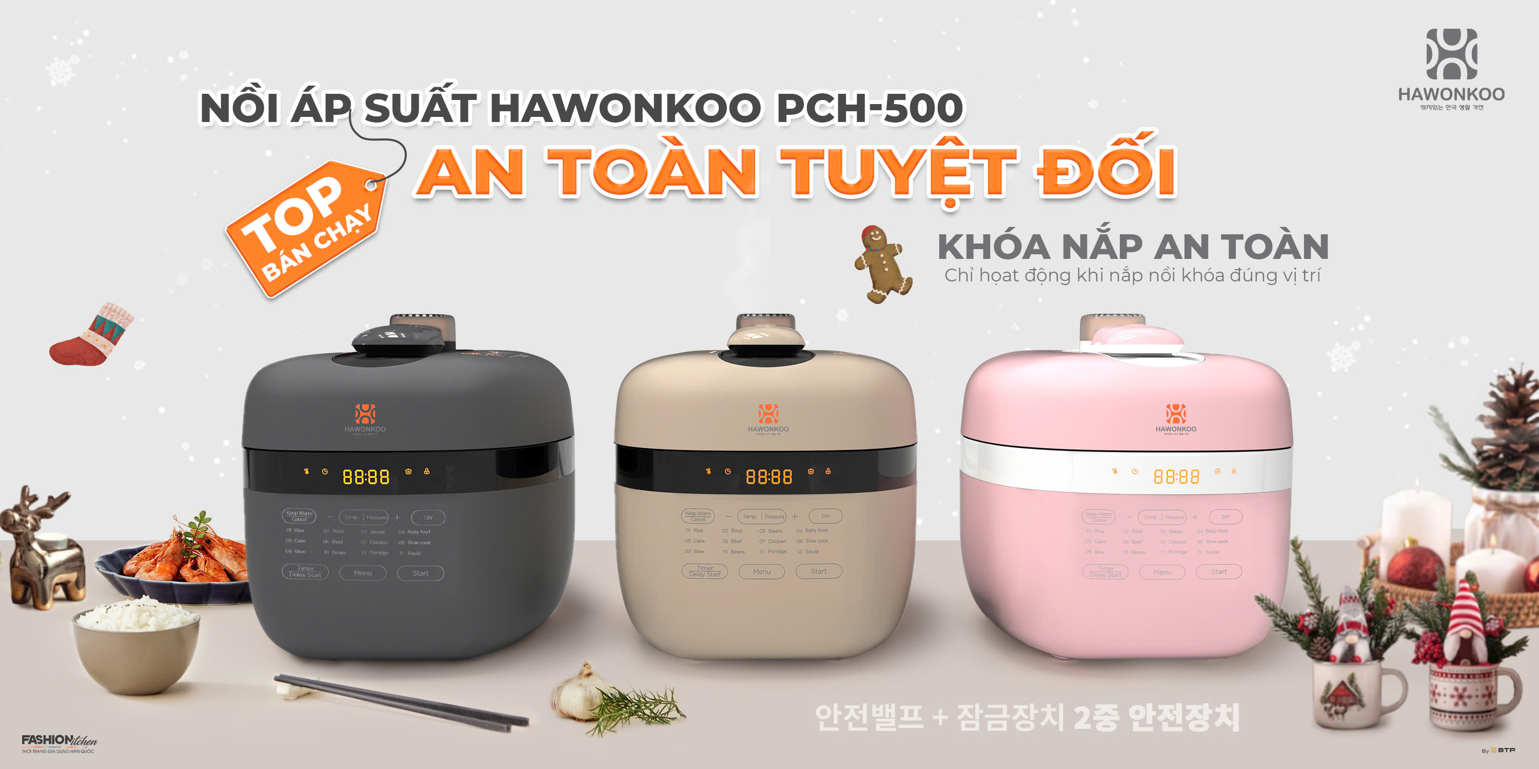 Nồi áp suất Hawonkoo PCH-500 tự ngắt khi nguồn điện không ổn định, đảm bảo an toàn